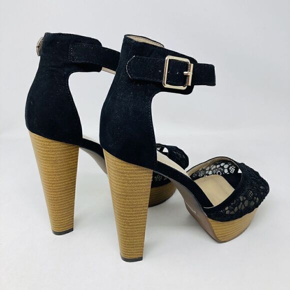 Dream‎ Paris Womans  Black Stiletto 5.5” Shoes, Open Toe, Ankle Strap Size 10 - Picture 10 of 15